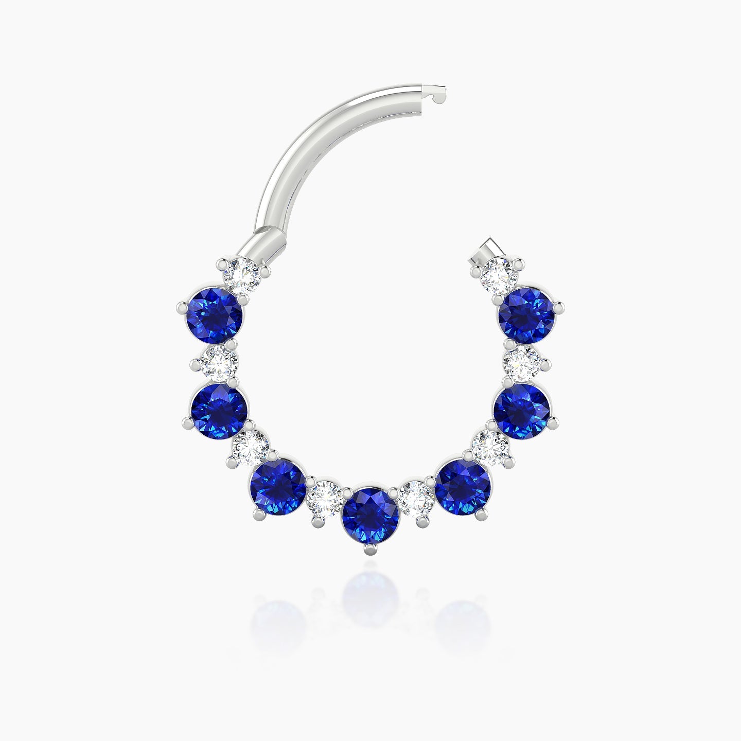 Daphne | 18k White Gold 9.5 mm Sapphire & Diamond Daith Piercing