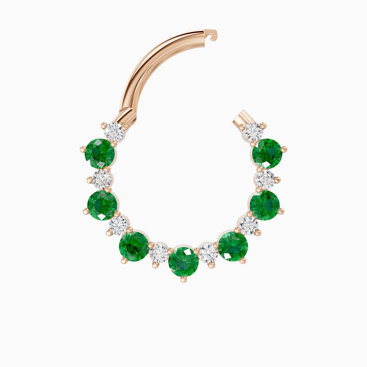 Daphne | 18k Rose Gold 9.5 mm Emerald & Diamond Septum Piercing