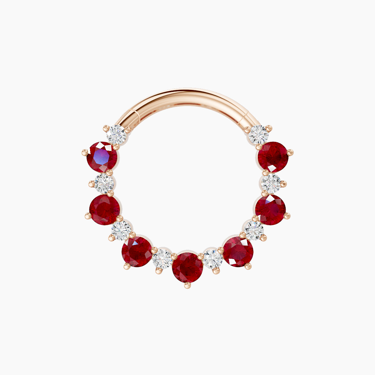 Daphne | 18k Rose Gold 9.5 mm Ruby & Diamond Septum Piercing