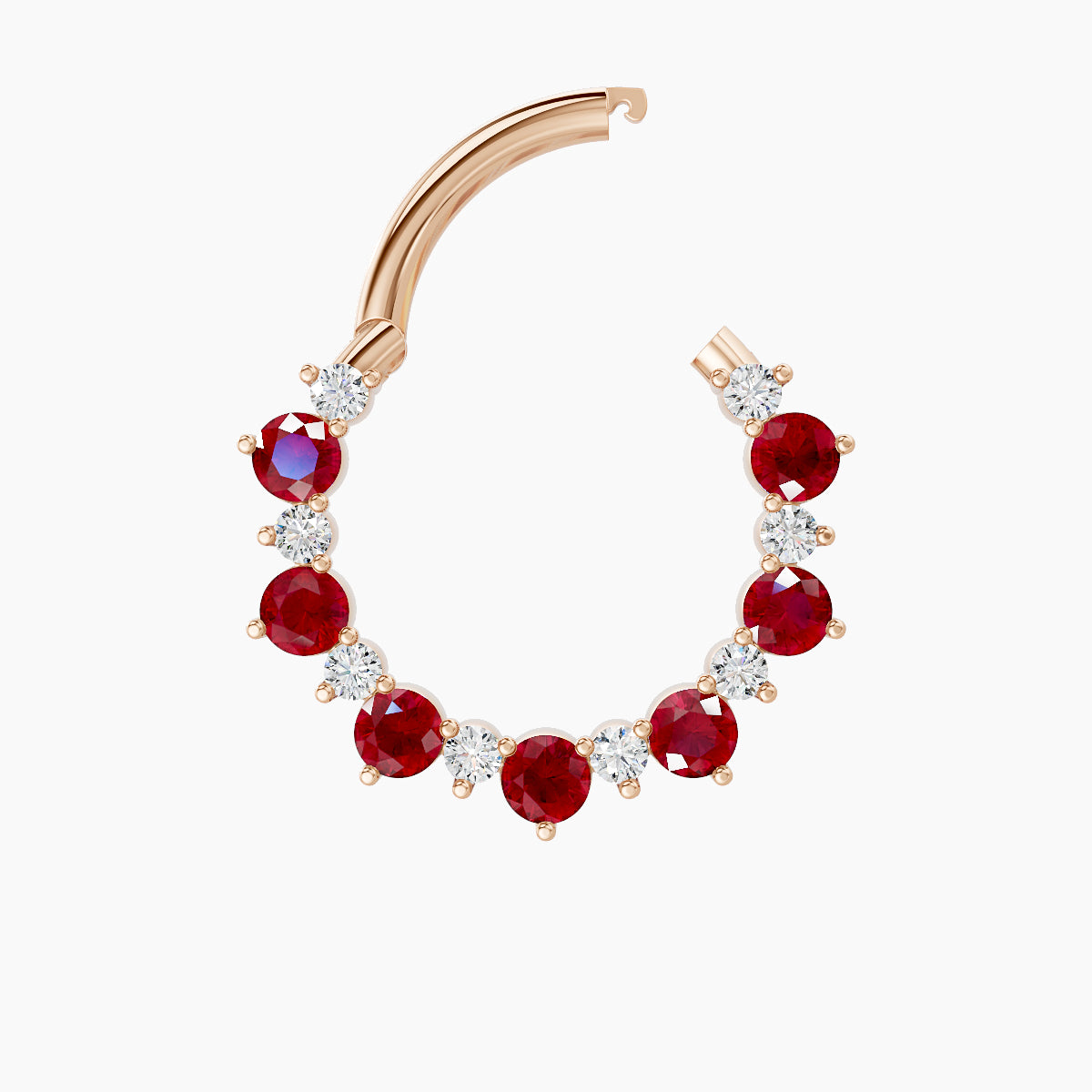 Daphne | 18k Rose Gold 9.5 mm Ruby & Diamond Septum Piercing
