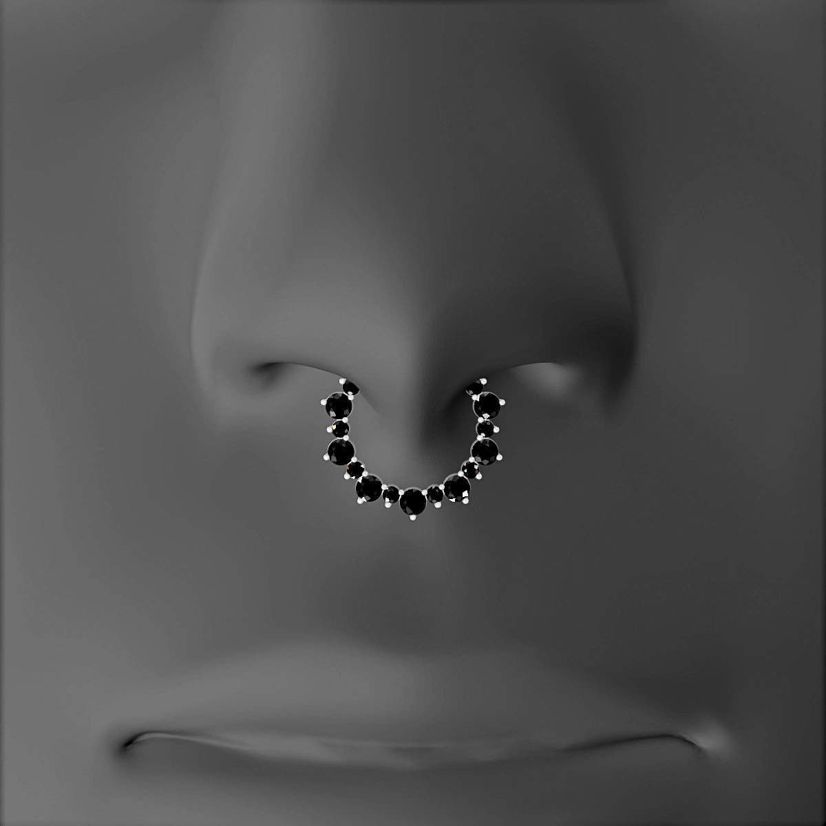 Daphne | 18k White Gold 9.5 mm Black Diamond & Diamond Septum Piercing