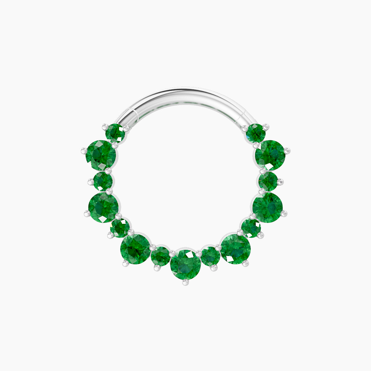 Daphne | 18k White Gold 9.5 mm Emerald Septum Piercing
