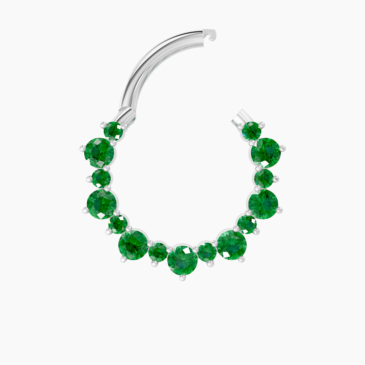 Daphne | 18k White Gold 9.5 mm Emerald Septum Piercing