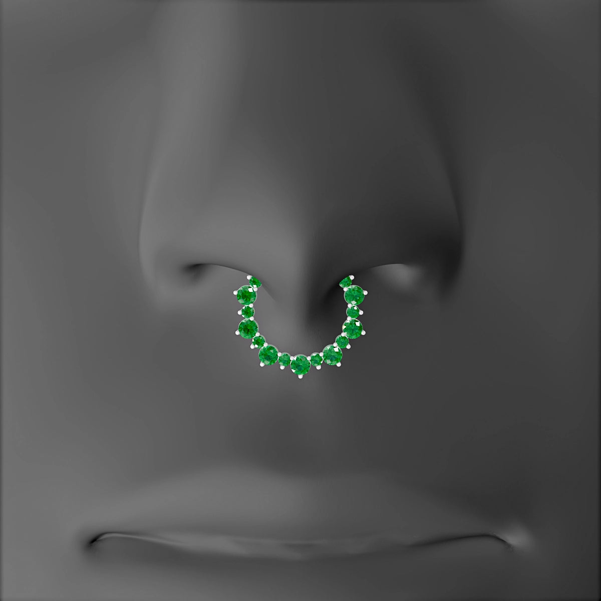 Daphne | 18k White Gold 9.5 mm Emerald & Diamond Septum Piercing
