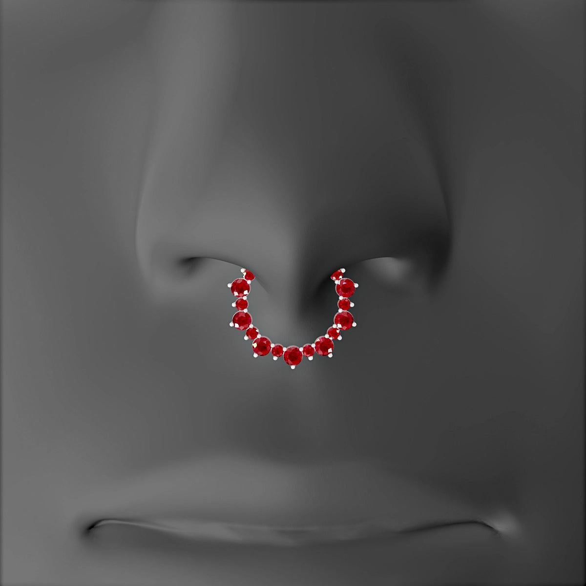 Daphne | 18k White Gold 9.5 mm Ruby & Diamond Septum Piercing