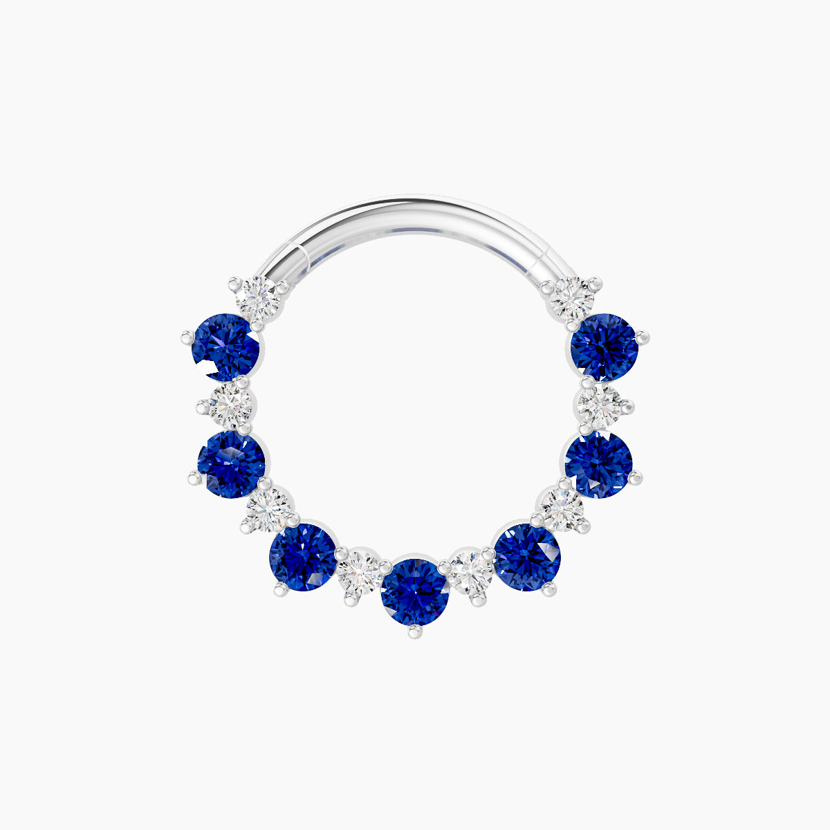 Daphne | 18k White Gold 9.5 mm Sapphire & Diamond Septum Piercing