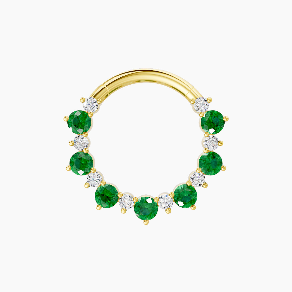 Daphne | 18k Yellow Gold 9.5 mm Emerald & Diamond Septum Piercing