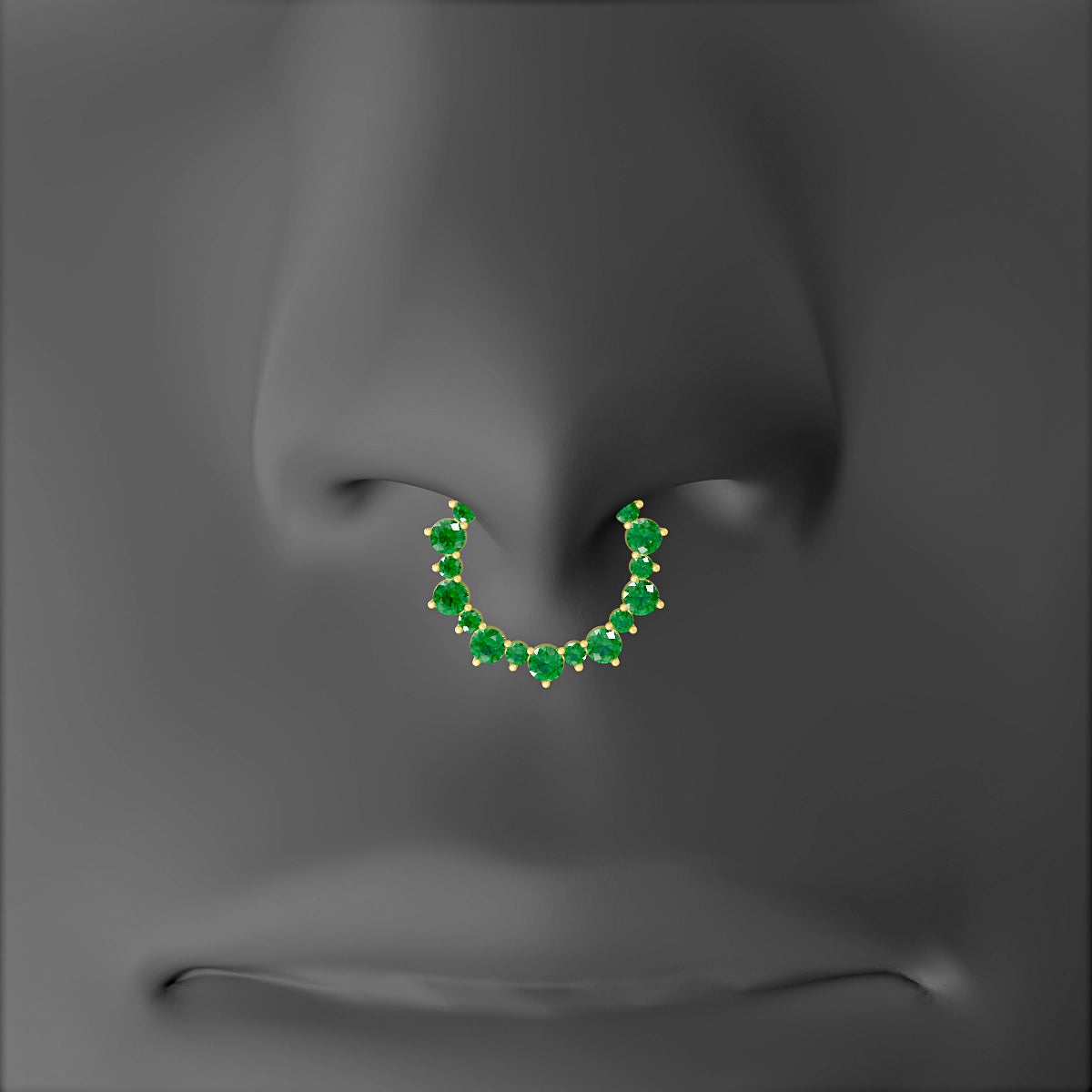 Daphne | 18k Yellow Gold 9.5 mm Emerald Septum Piercing
