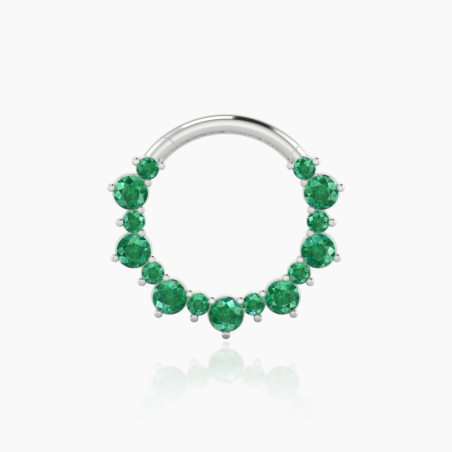 Daphne | 18k White Gold 9.5 mm Emerald Septum Piercing