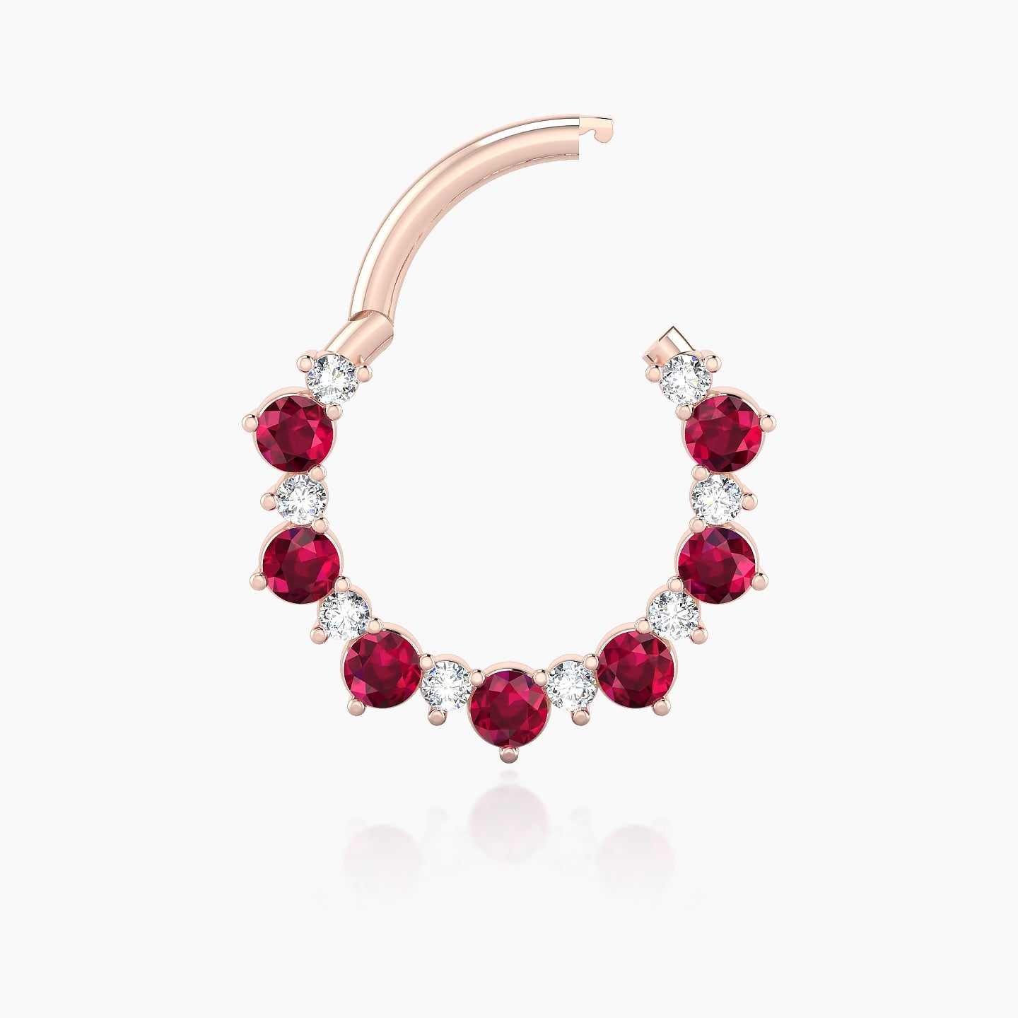 Daphne | 18k Rose Gold 9.5 mm Ruby & Diamond Septum Piercing