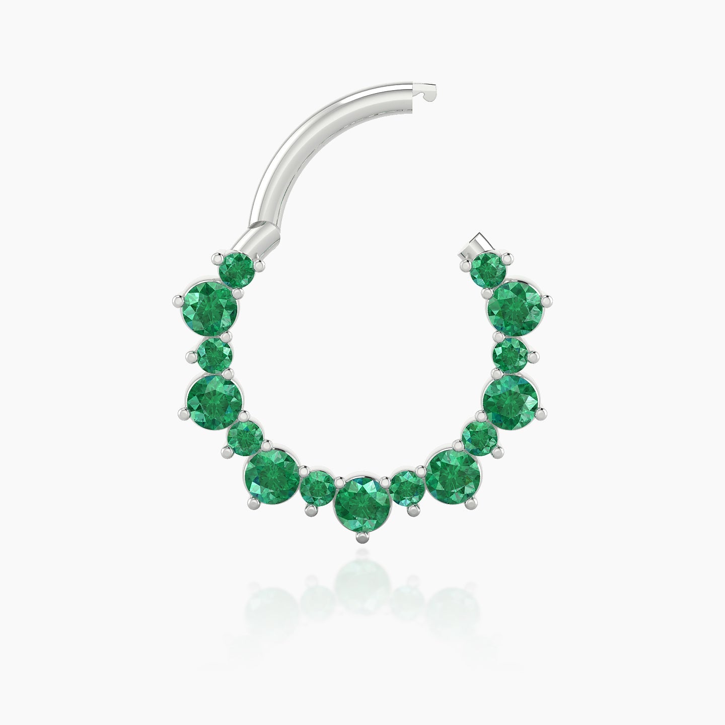 Daphne | 18k White Gold 9.5 mm Emerald Septum Piercing