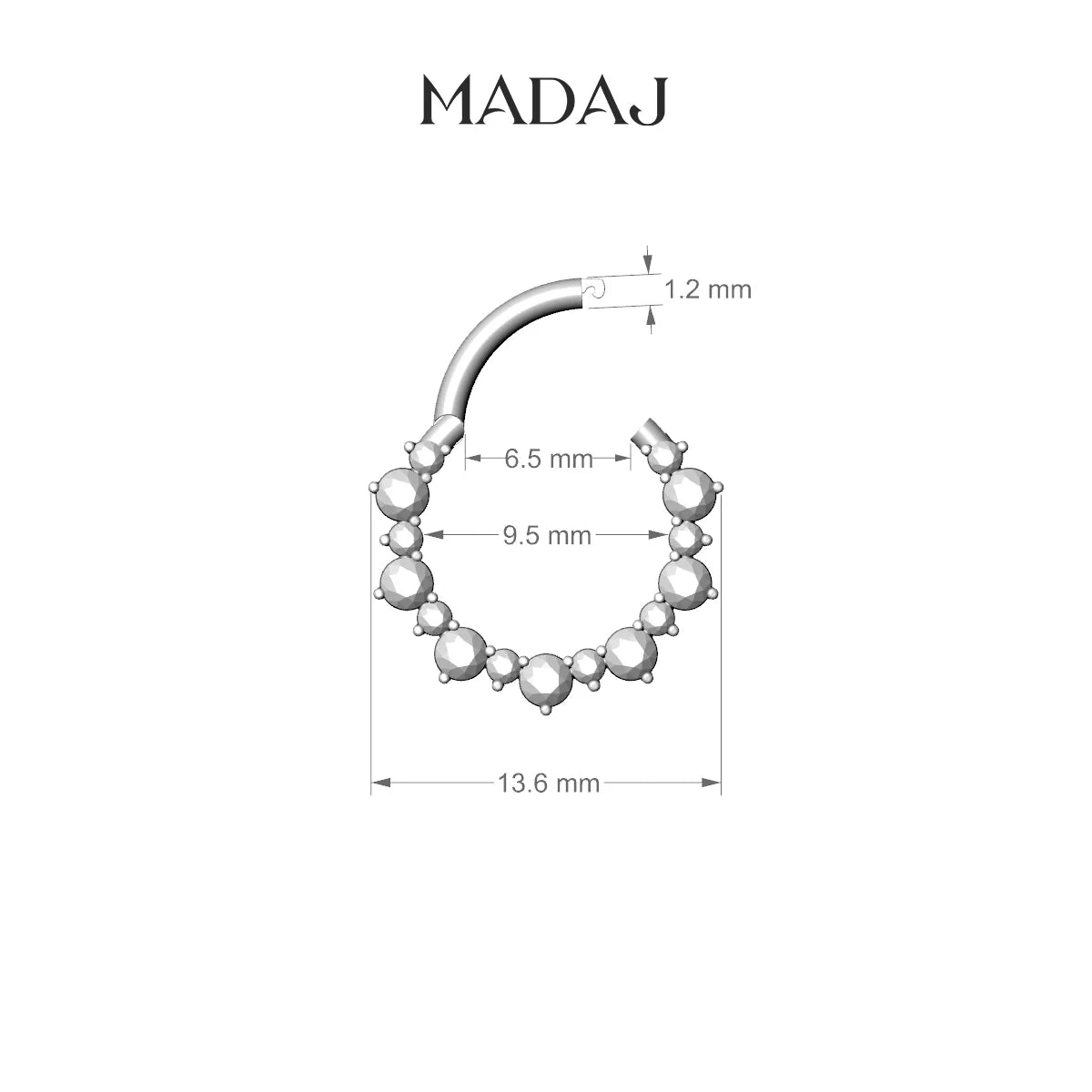Daphne | 18k White Gold 9.5 mm Emerald Septum Piercing