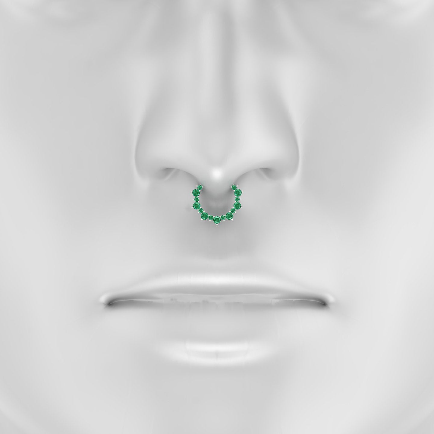 Daphne | 18k White Gold 9.5 mm Emerald Septum Piercing