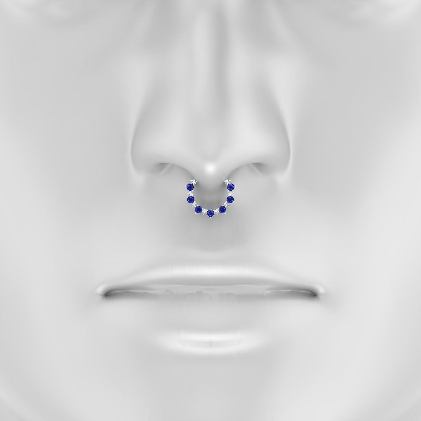 Daphne | 18k White Gold 9.5 mm Sapphire & Diamond Septum Piercing