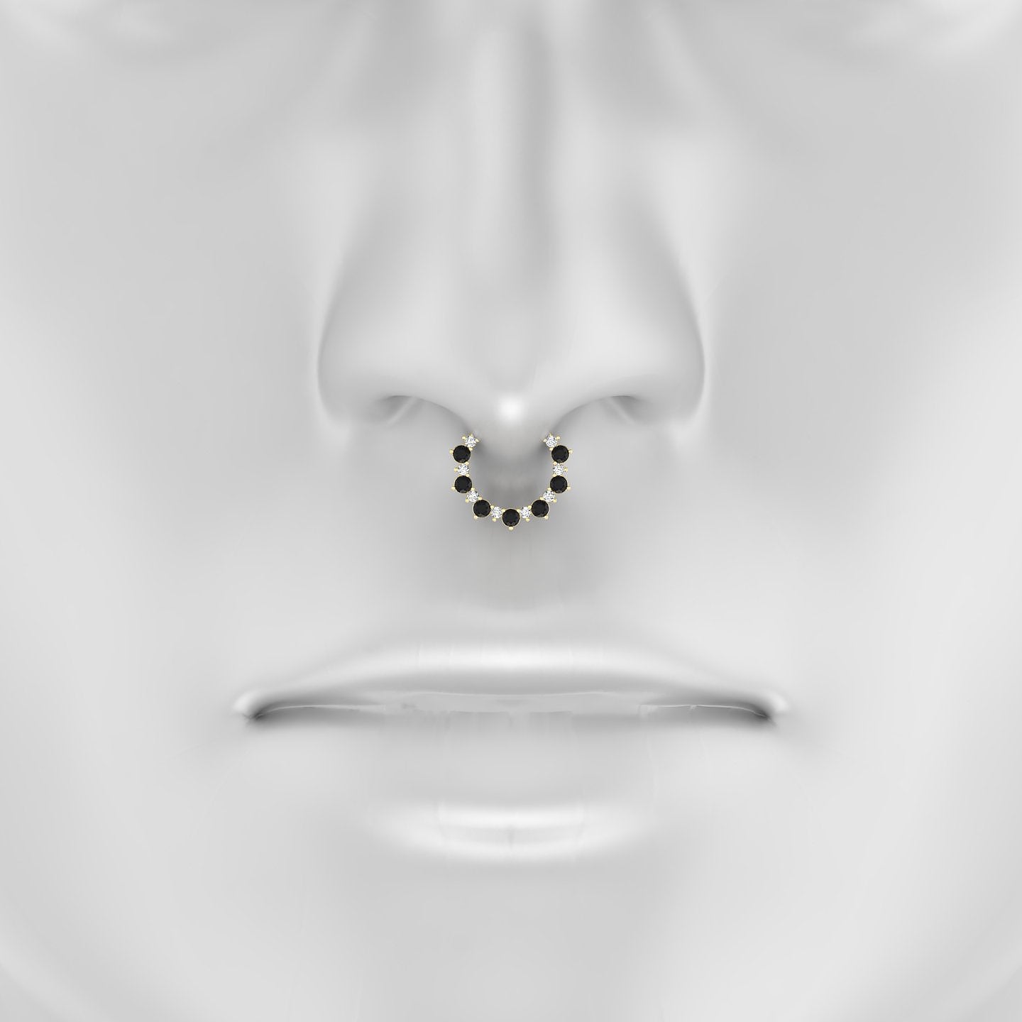 Daphne | 18k Yellow Gold 9.5 mm Black Diamond & Diamond Septum Piercing