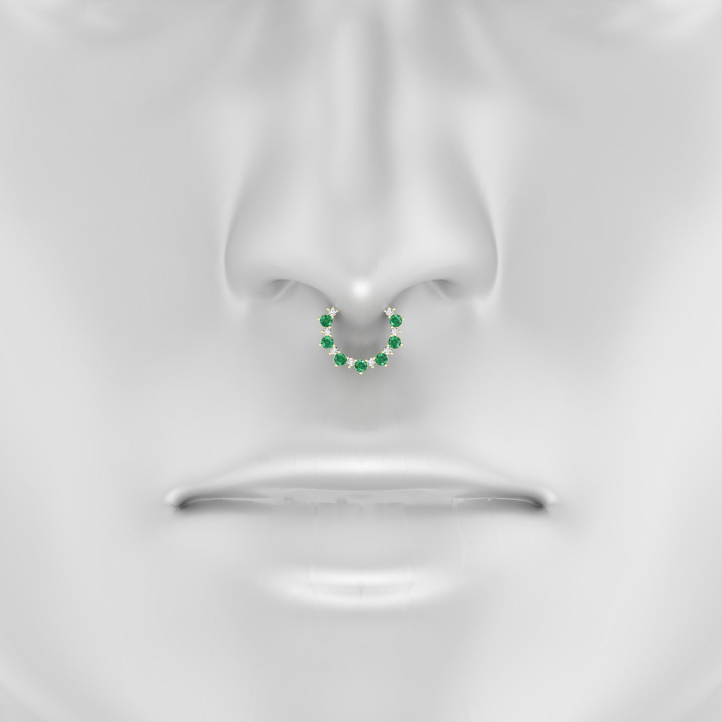 Daphne | 18k Yellow Gold 9.5 mm Emerald & Diamond Septum Piercing