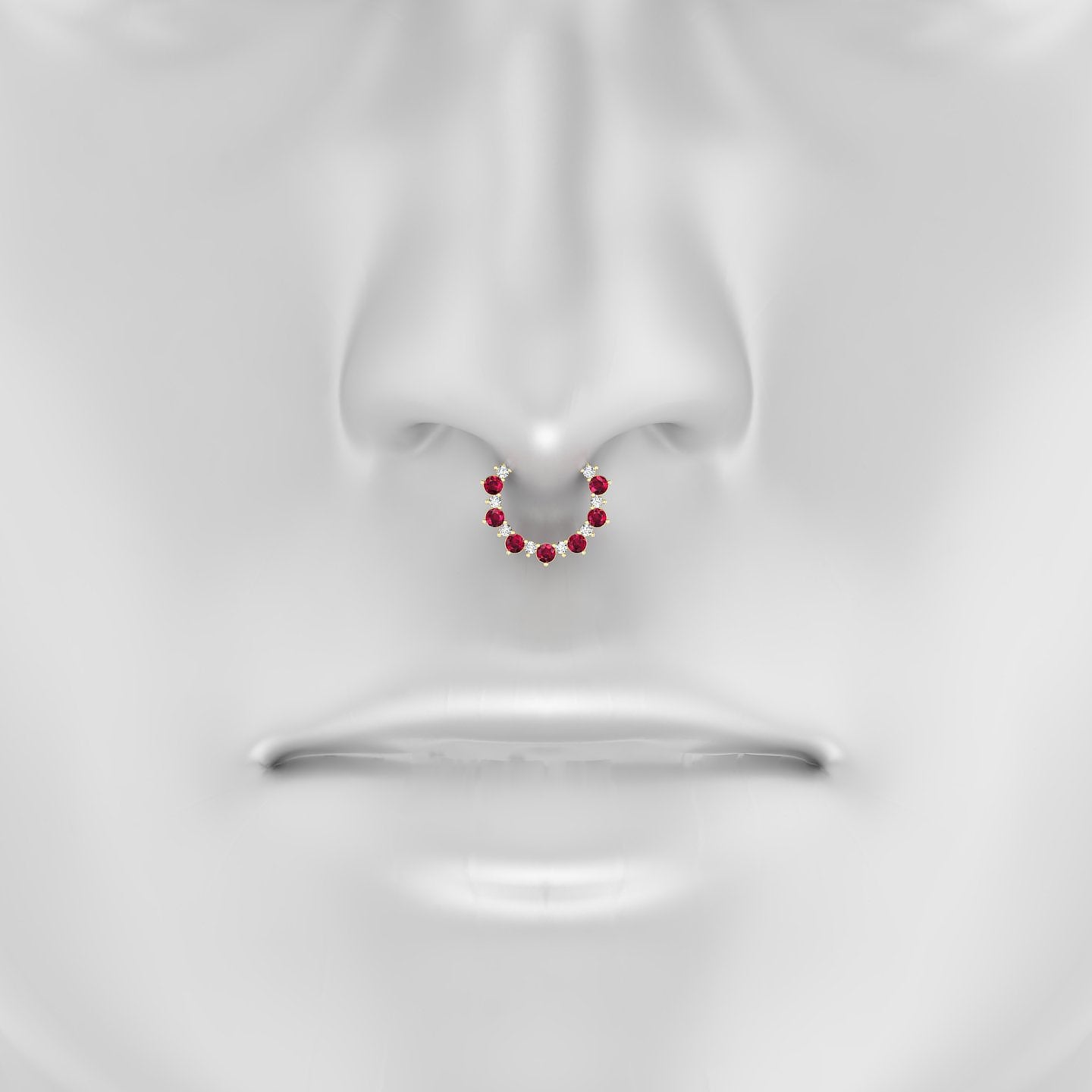 Daphne | 18k Yellow Gold 9.5 mm Ruby & Diamond Septum Piercing