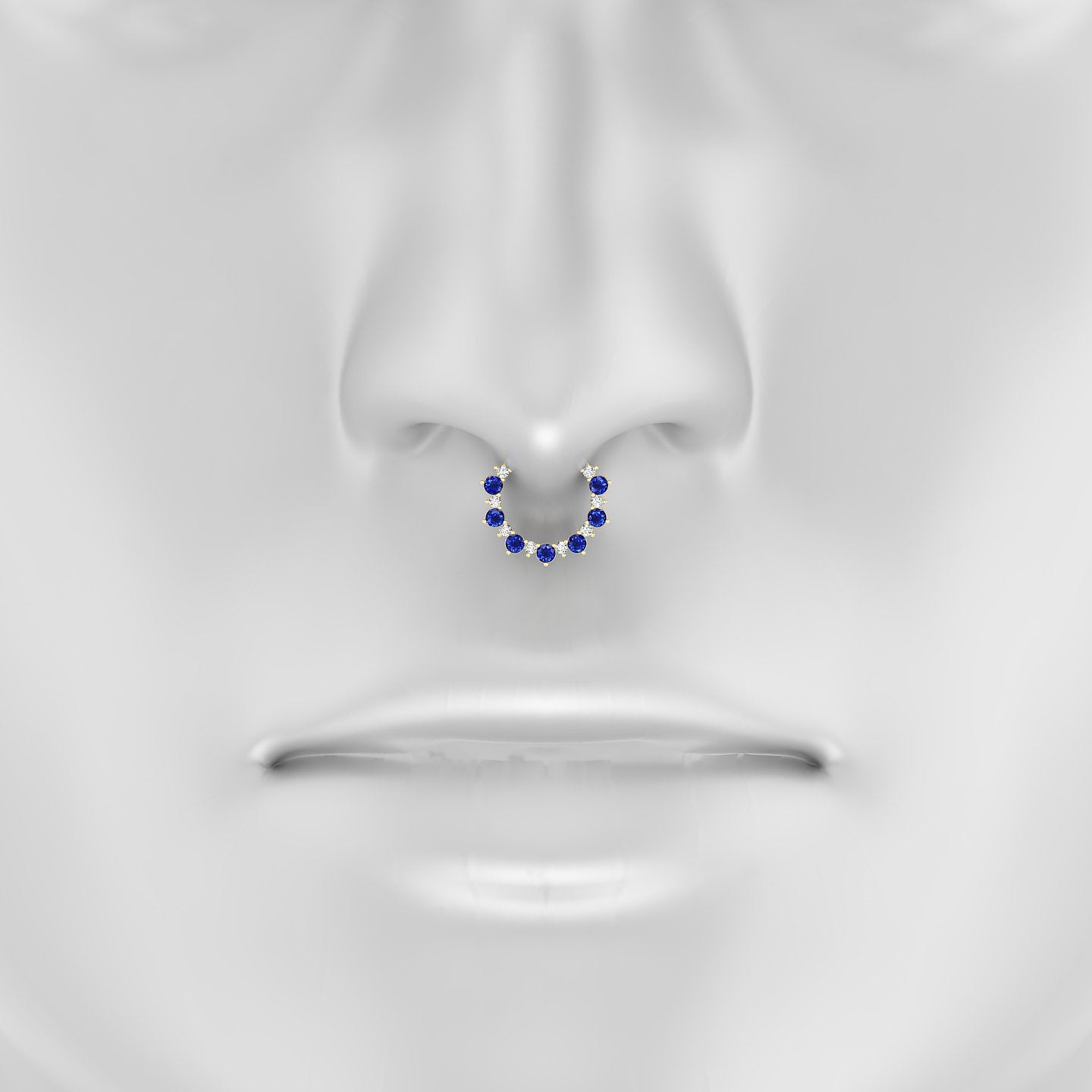 Daphne | 18k Yellow Gold 9.5 mm Sapphire & Diamond Septum Piercing