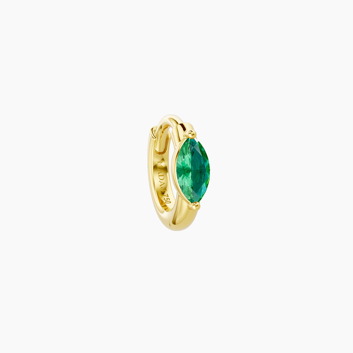 Dea | 18k Yellow Gold 5 mm Marquise Emerald Hoop Piercing