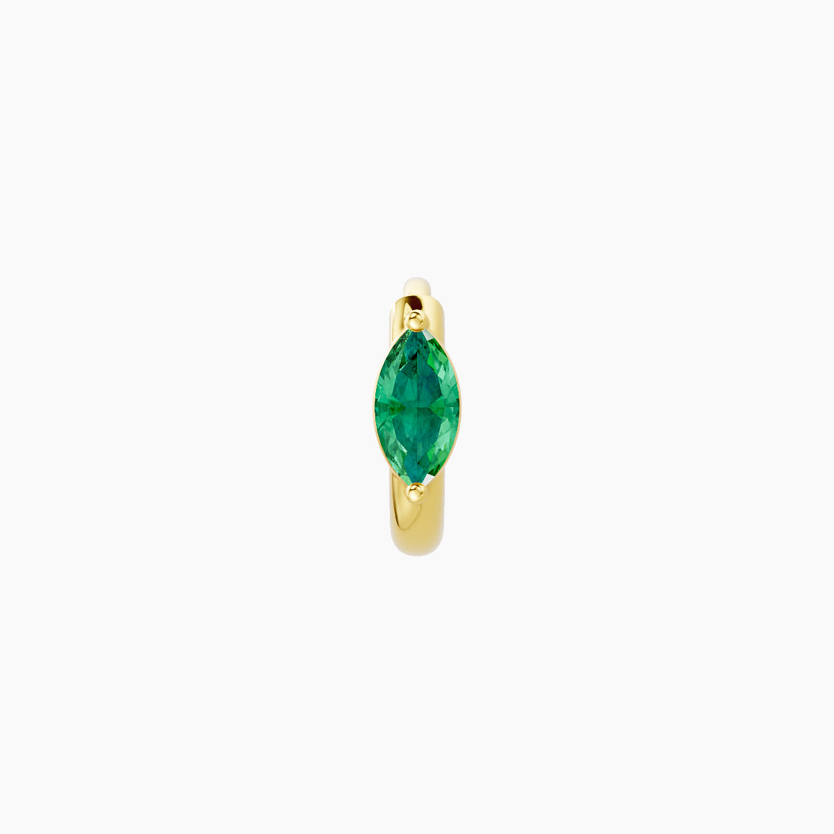 Dea | 18k Yellow Gold 5 mm Marquise Emerald Hoop Piercing