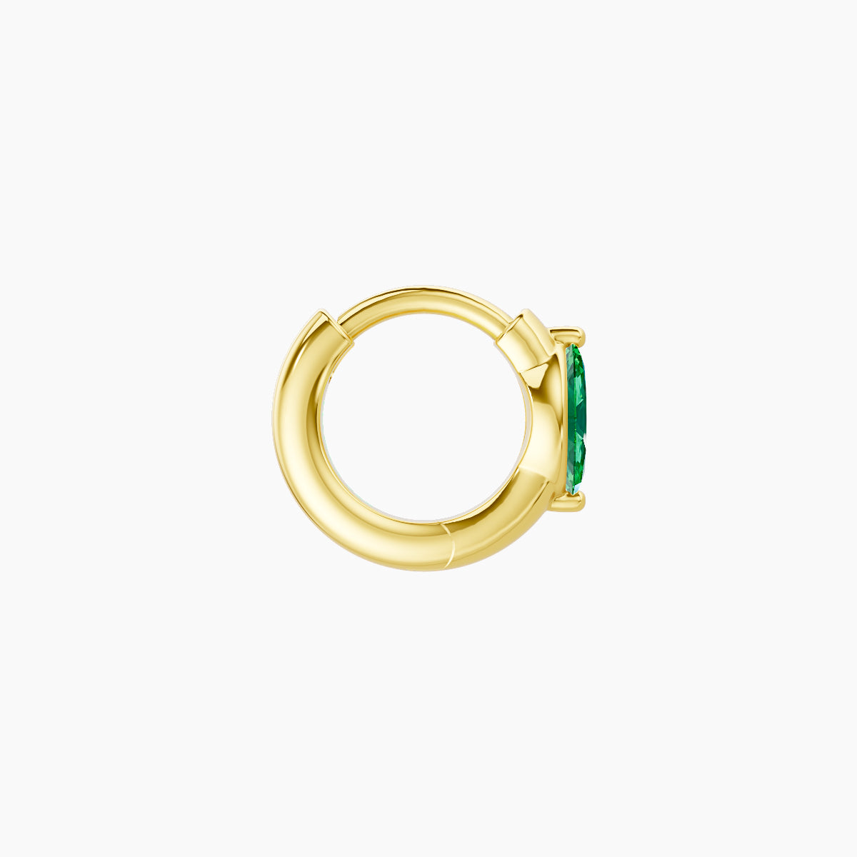 Dea | 18k Yellow Gold 5 mm Marquise Emerald Hoop Piercing