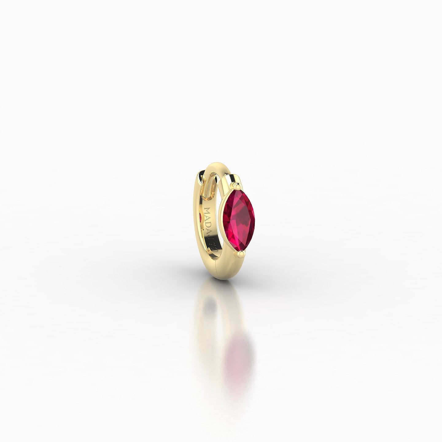 Dea | 18k Yellow Gold 5 mm Marquise Ruby Hoop Piercing