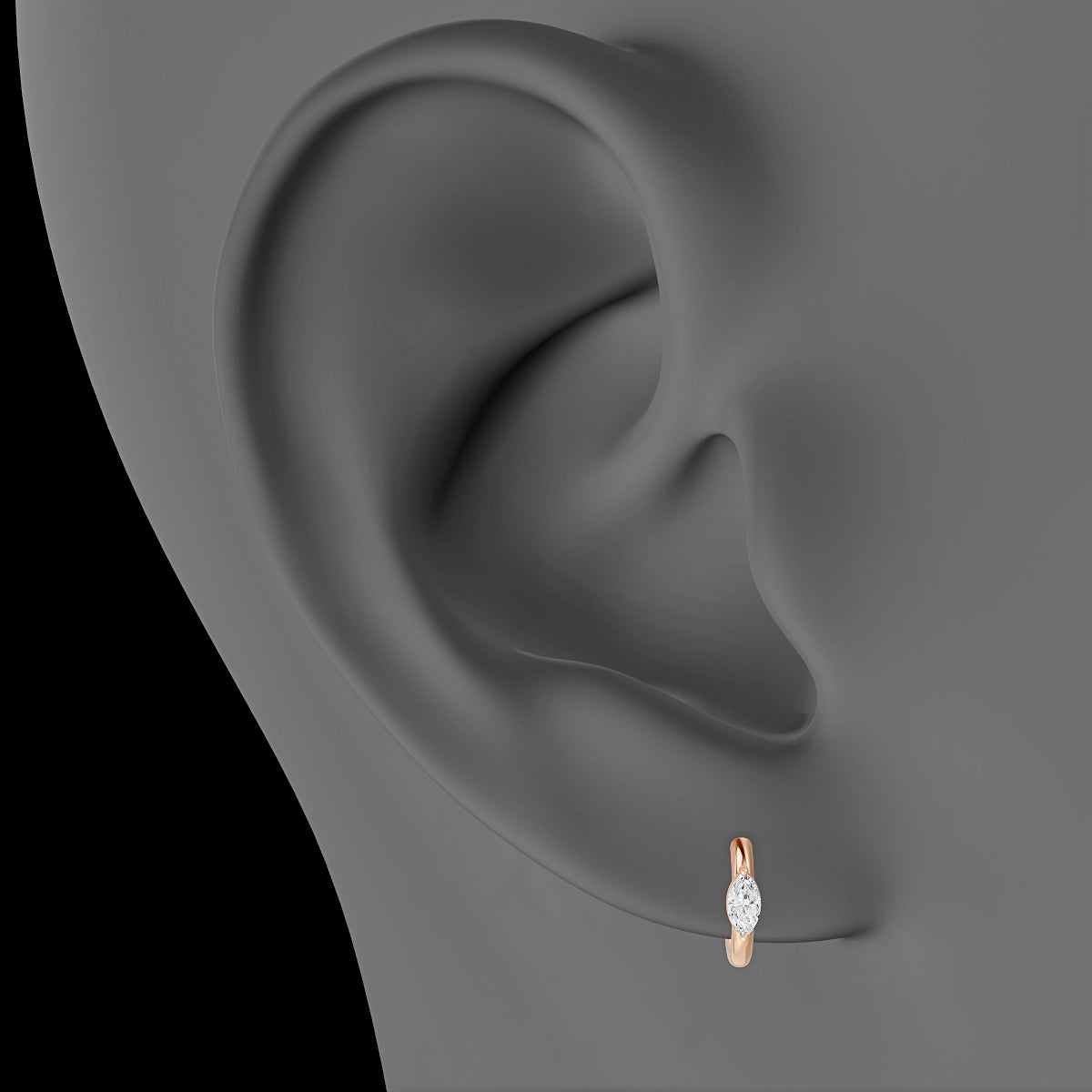 Dea | 18k Rose Gold 6.5 mm Marquise Diamond Hoop Piercing