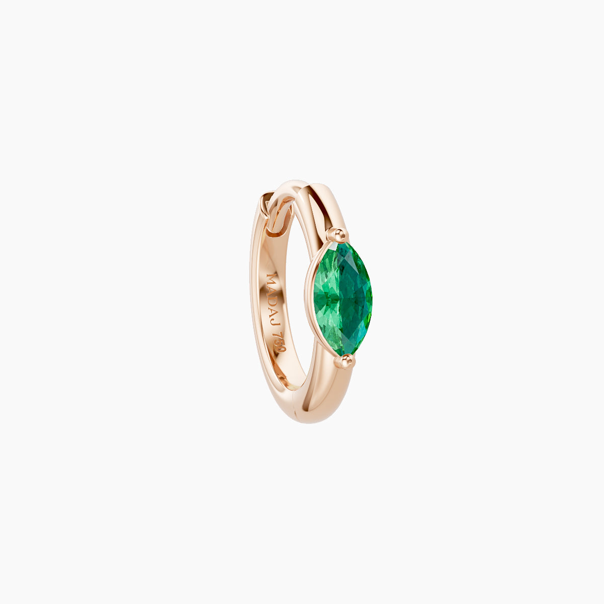 Dea | 18k Rose Gold 6.5 mm Marquise Emerald Hoop Piercing