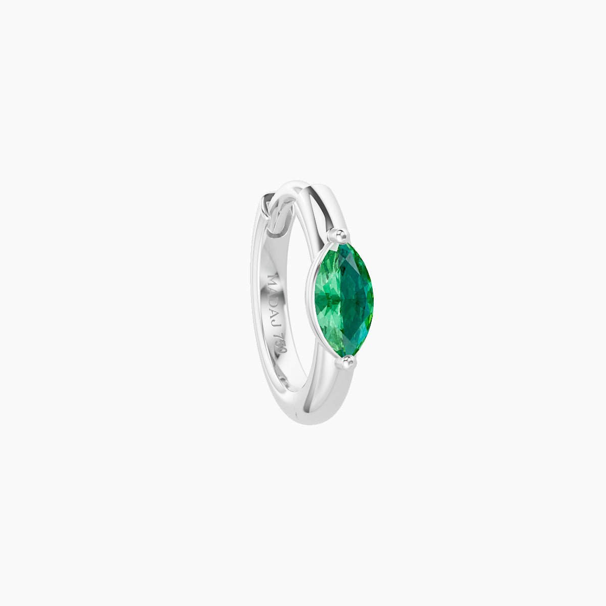 Dea | 18k White Gold 6.5 mm Marquise Emerald Hoop Piercing