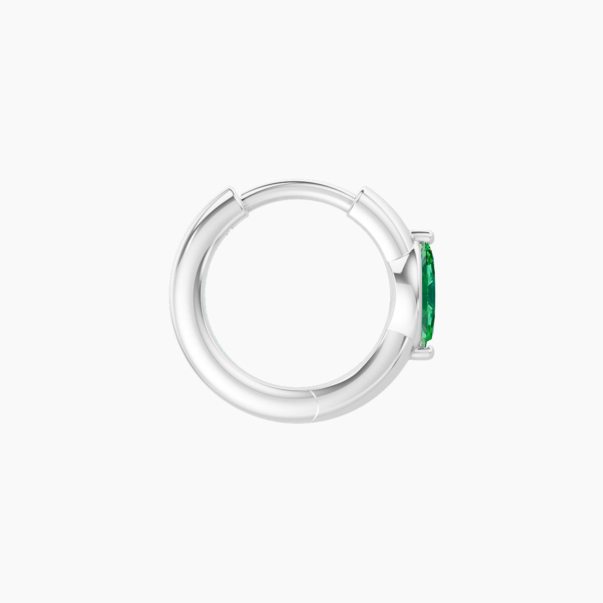 Dea | 18k White Gold 6.5 mm Marquise Emerald Hoop Piercing