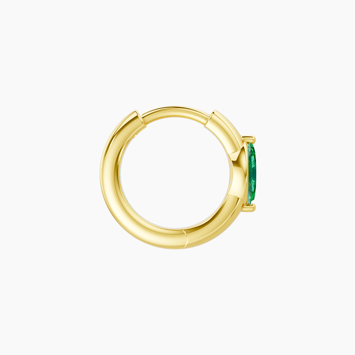 Dea | 18k Yellow Gold 6.5 mm Marquise Emerald Hoop Piercing