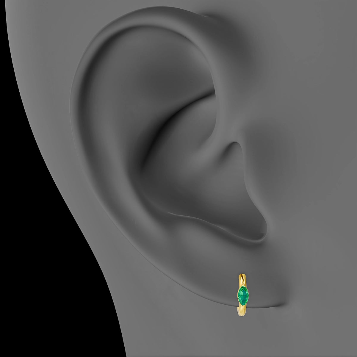 Dea | 18k Yellow Gold 6.5 mm Marquise Emerald Hoop Piercing
