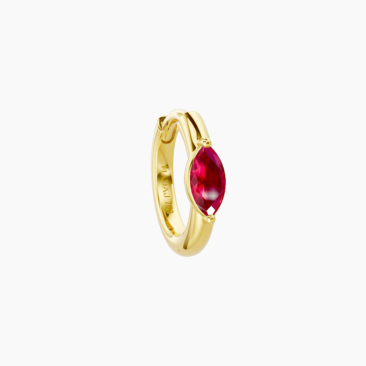 Dea | 18k Yellow Gold 6.5 mm Marquise Ruby Hoop Piercing