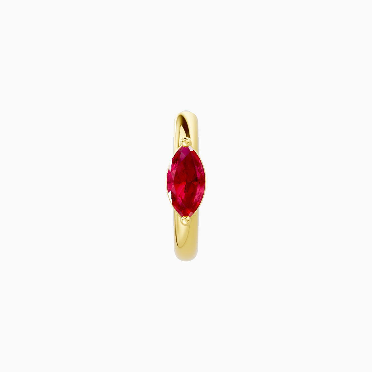 Dea | 18k Yellow Gold 6.5 mm Marquise Ruby Hoop Piercing