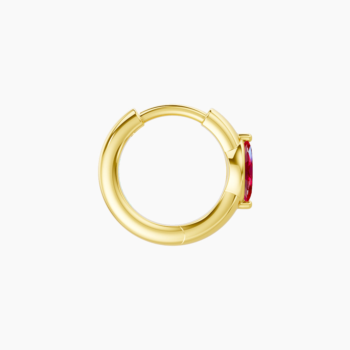 Dea | 18k Yellow Gold 6.5 mm Marquise Ruby Hoop Piercing