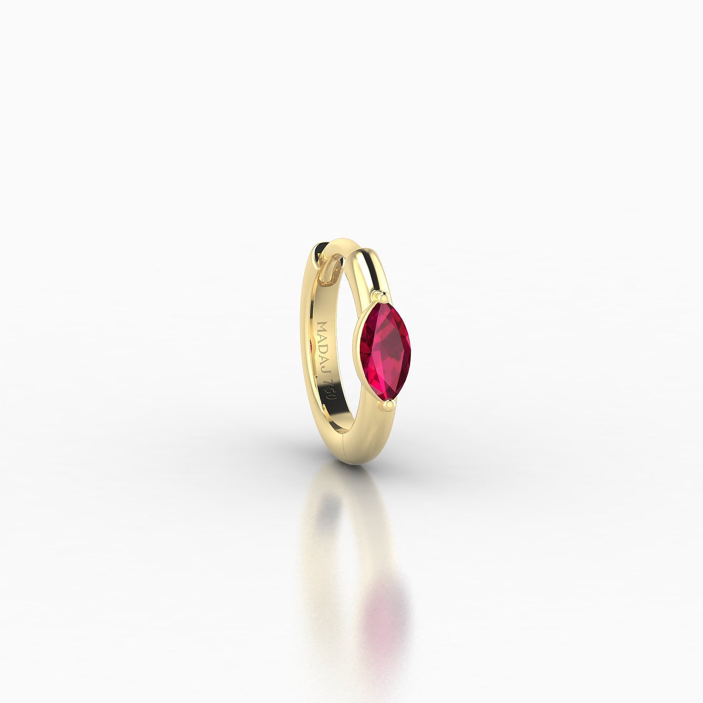 Dea | 18k Yellow Gold 6.5 mm Marquise Ruby Hoop Piercing