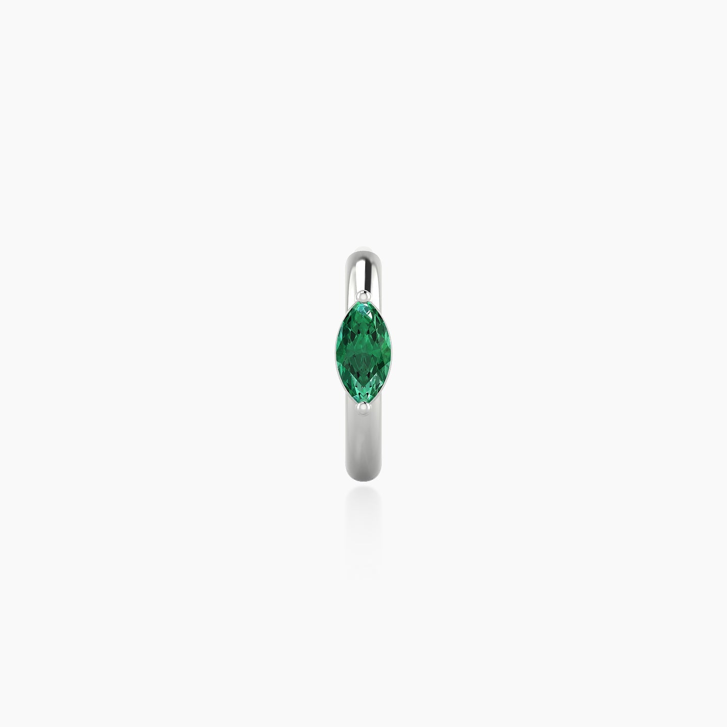 Dea | 18k White Gold 6.5 mm Marquise Emerald Hoop Piercing