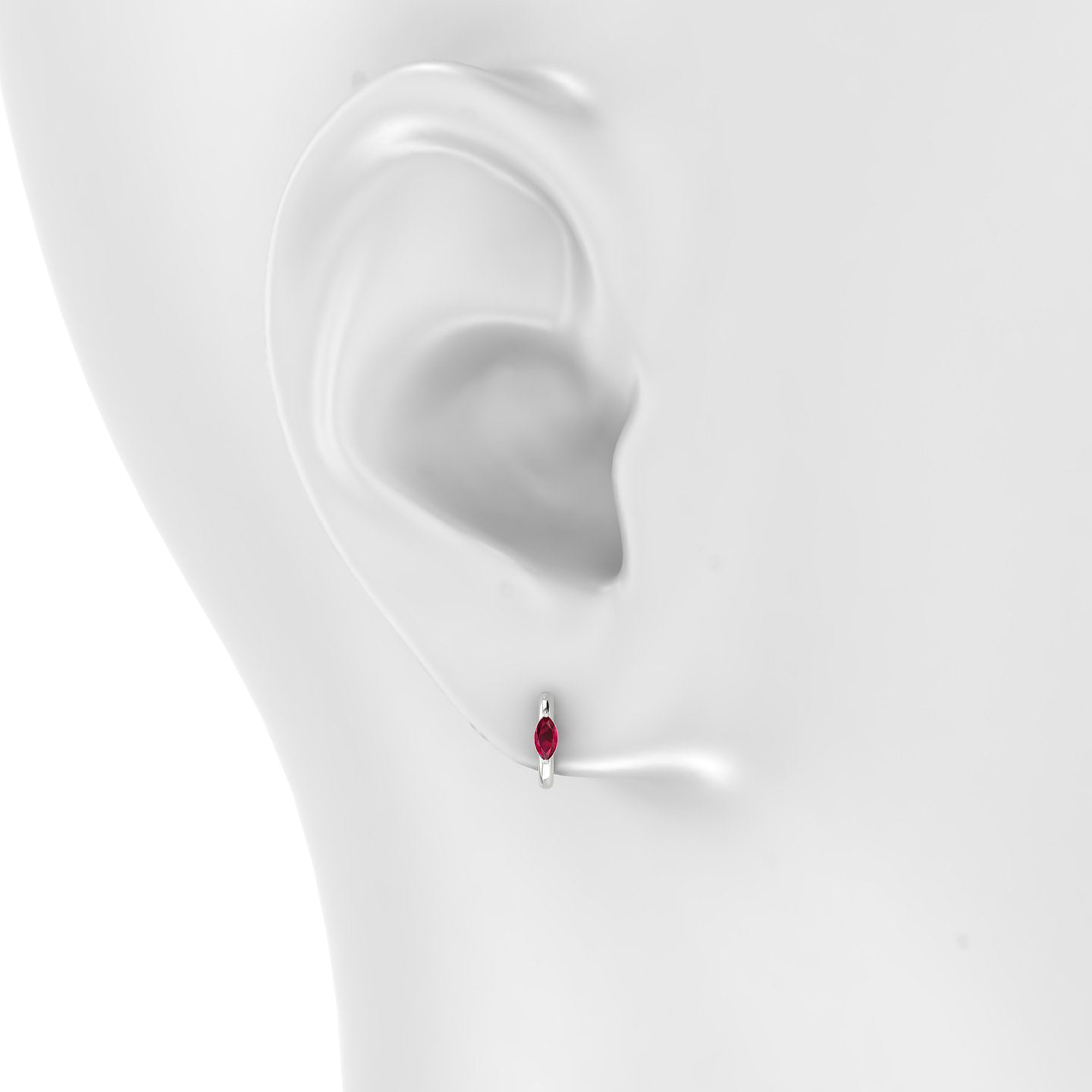 Dea | 18k White Gold 6.5 mm Marquise Ruby Hoop Piercing