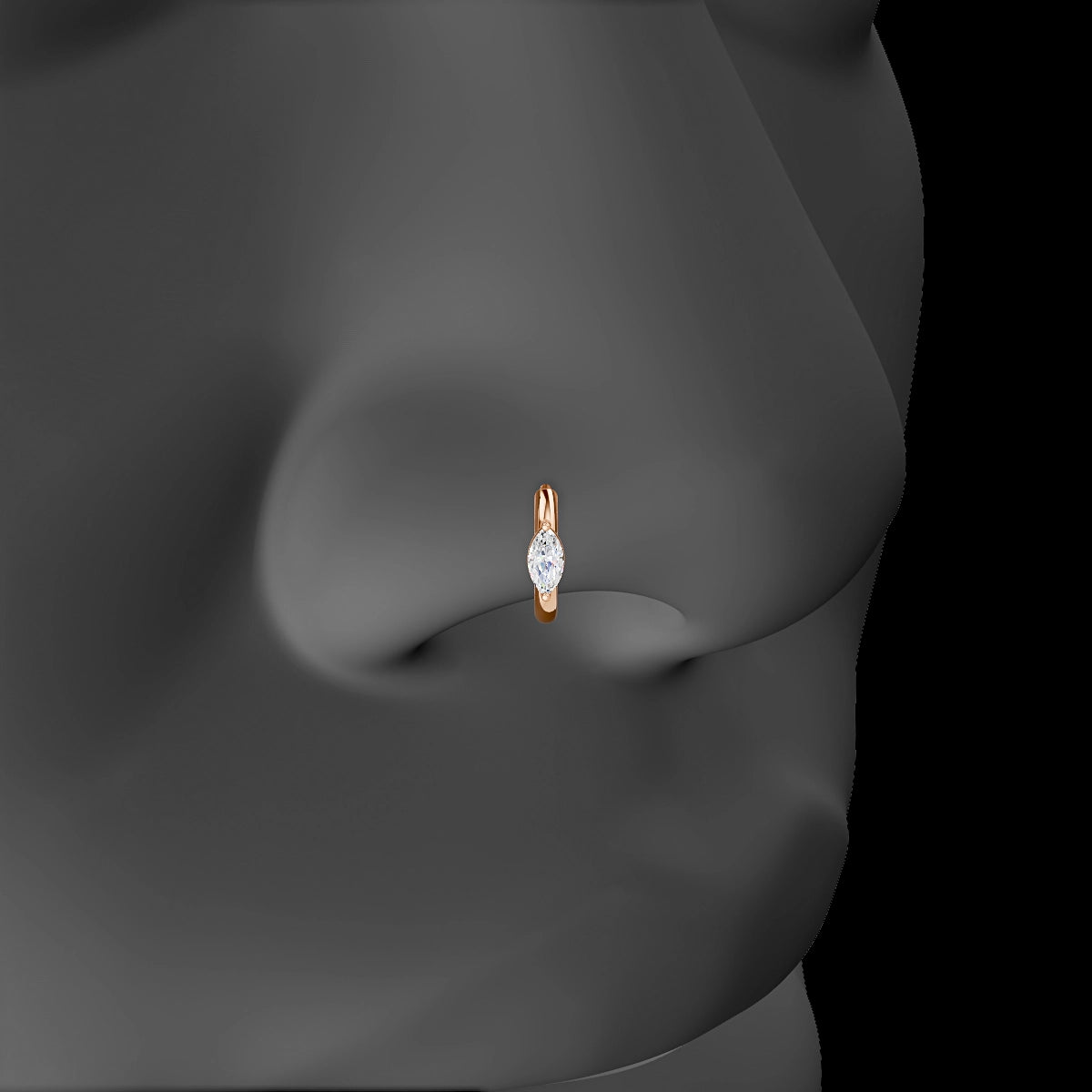Dea | 18k Rose Gold 6.5 mm Marquise Diamond Nose Ring Piercing