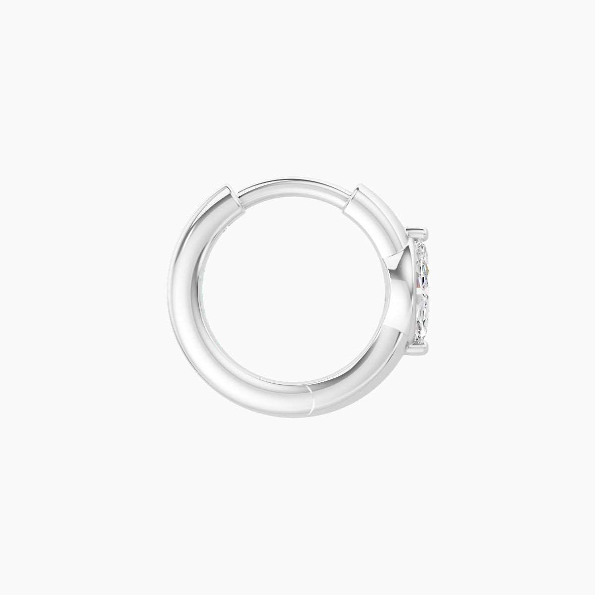 Dea | 18k White Gold 6.5 mm Marquise Diamond Nose Ring Piercing
