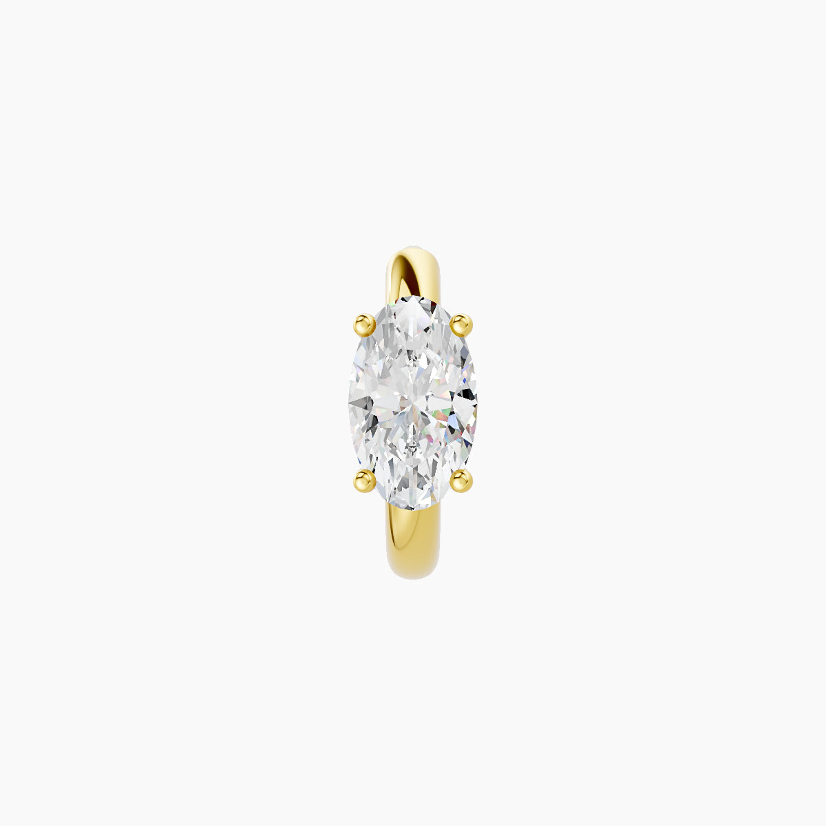 Dea | 18k Yellow Gold 6.5 mm Oval Diamond Hoop Piercing