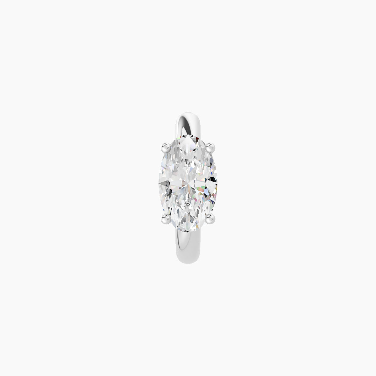 Dea | 18k White Gold 6.5 mm Oval Diamond Nose Ring Piercing