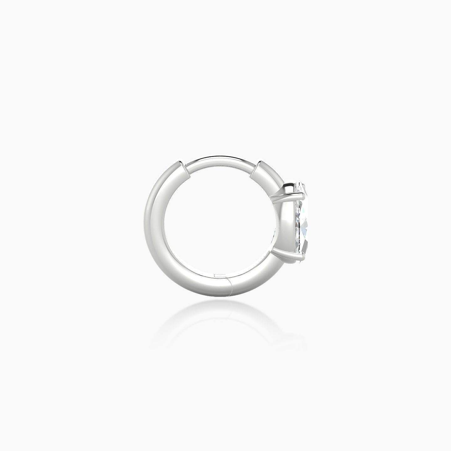 Dea | 18k White Gold 6.5 mm Oval Diamond Nose Ring Piercing