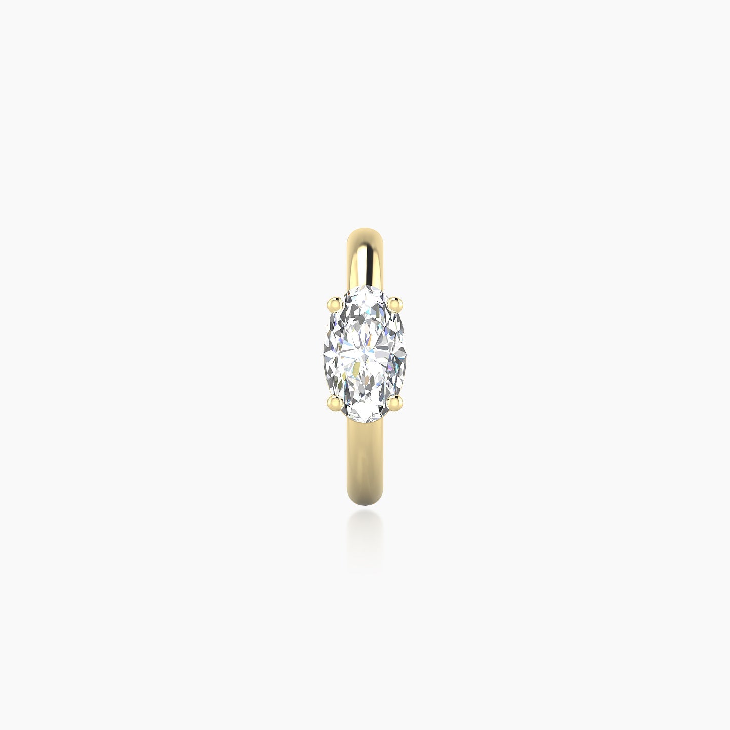 Dea | 18k Yellow Gold 8 mm Oval Diamond Nose Ring Piercing