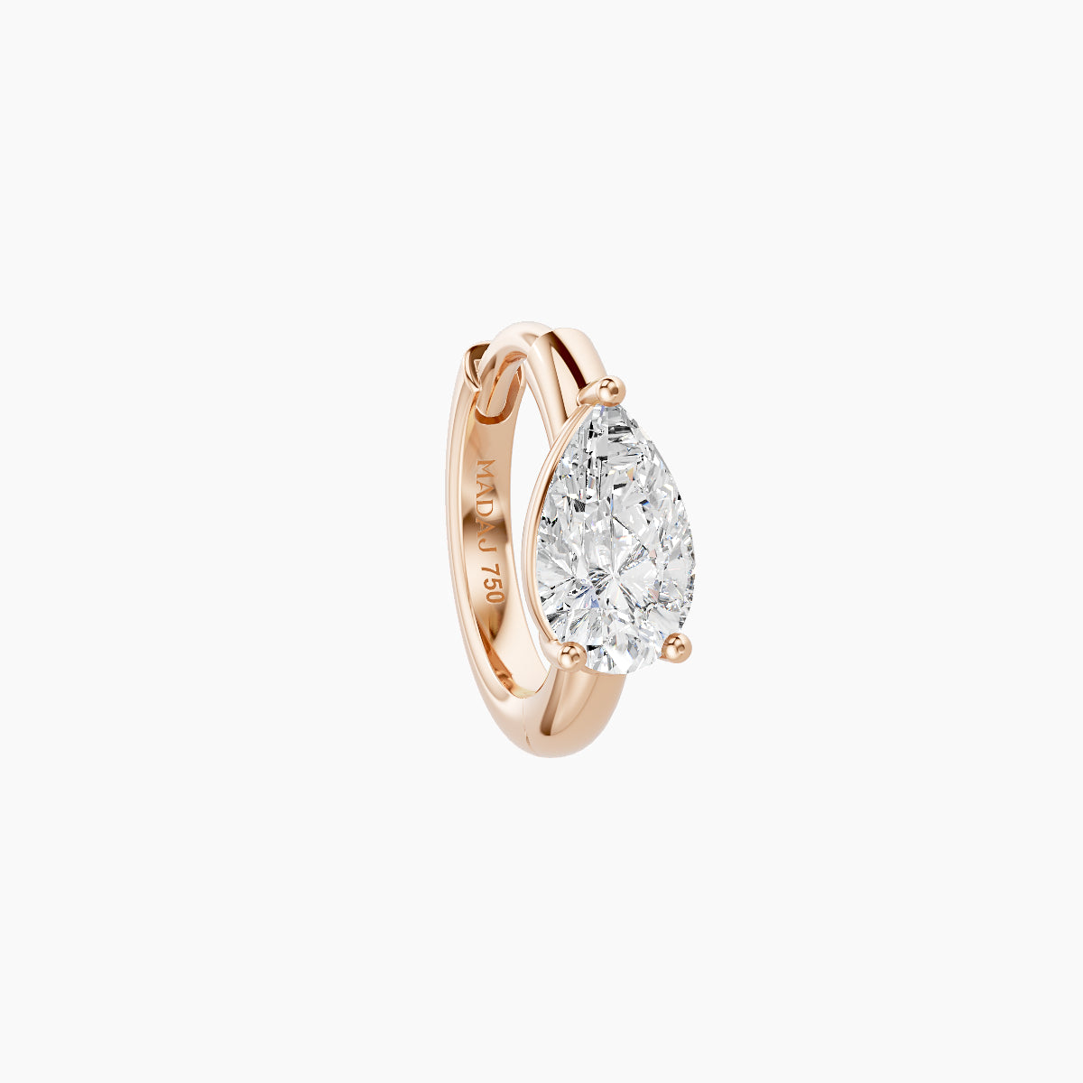 Dea | 18k Rose Gold 6.5 mm Pear Diamond Nose Ring Piercing