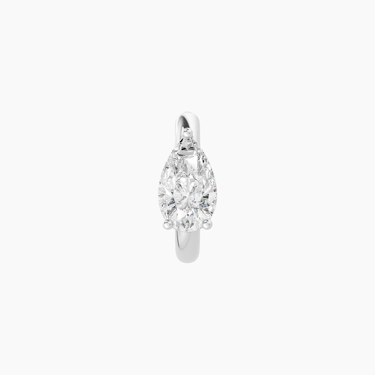 Dea | 18k White Gold 6.5 mm Pear Diamond Nose Ring Piercing
