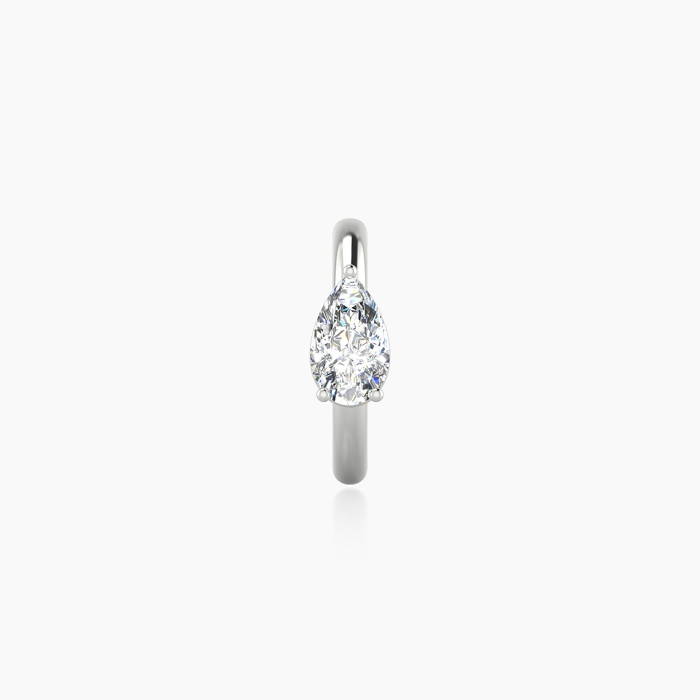 Dea | 18k White Gold 8 mm Pear Diamond Hoop Piercing