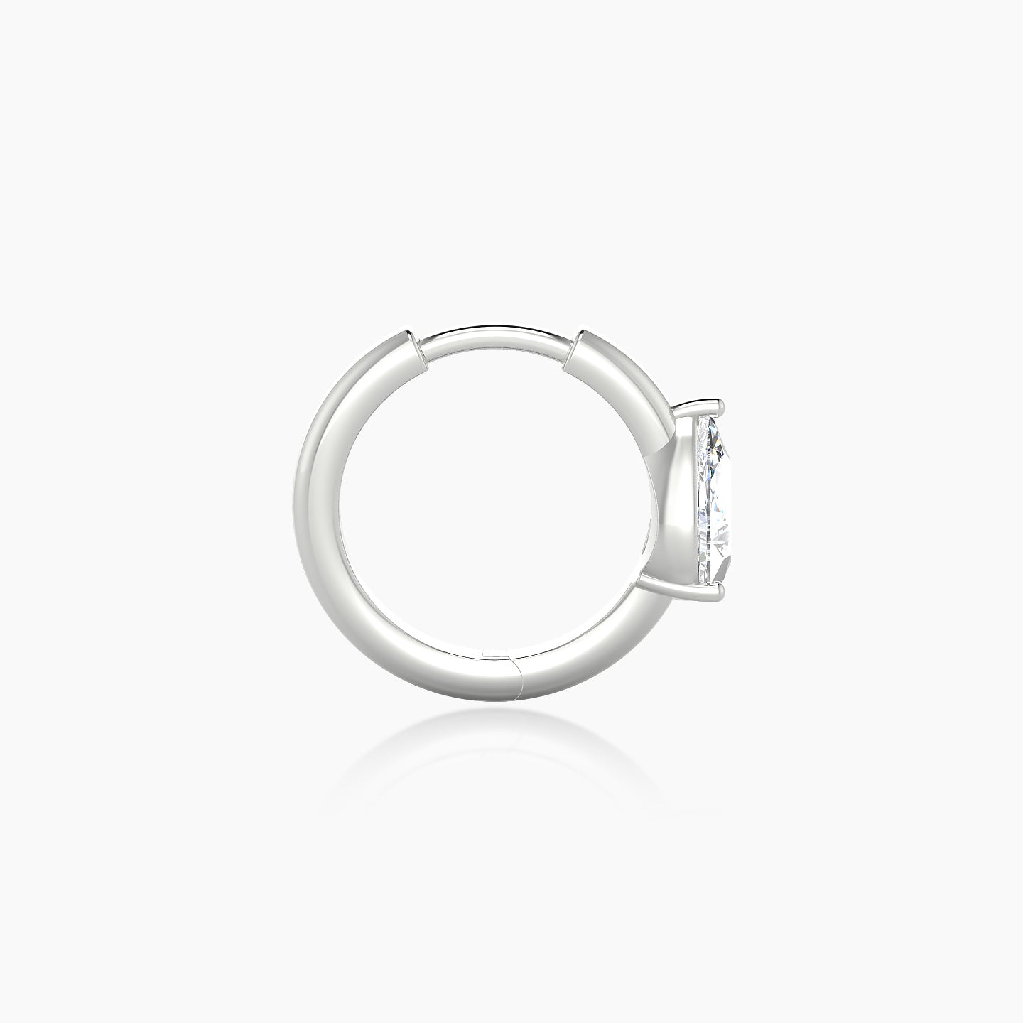 Dea | 18k White Gold 8 mm Pear Diamond Hoop Piercing