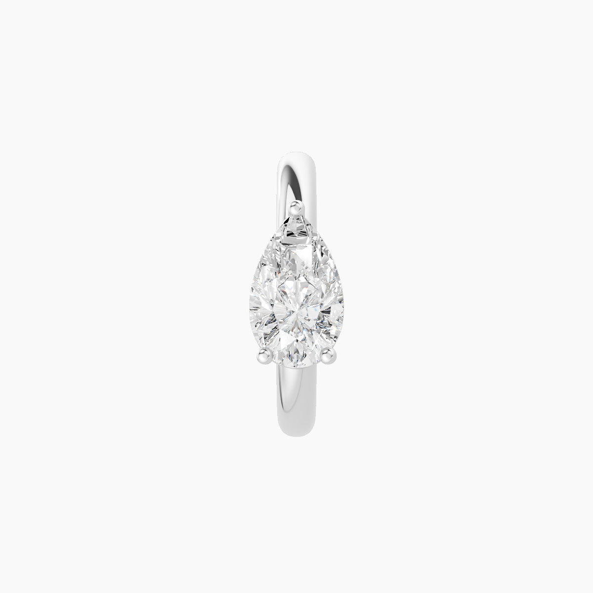 Dea | 18k White Gold 8 mm Pear Diamond Nose Ring Piercing