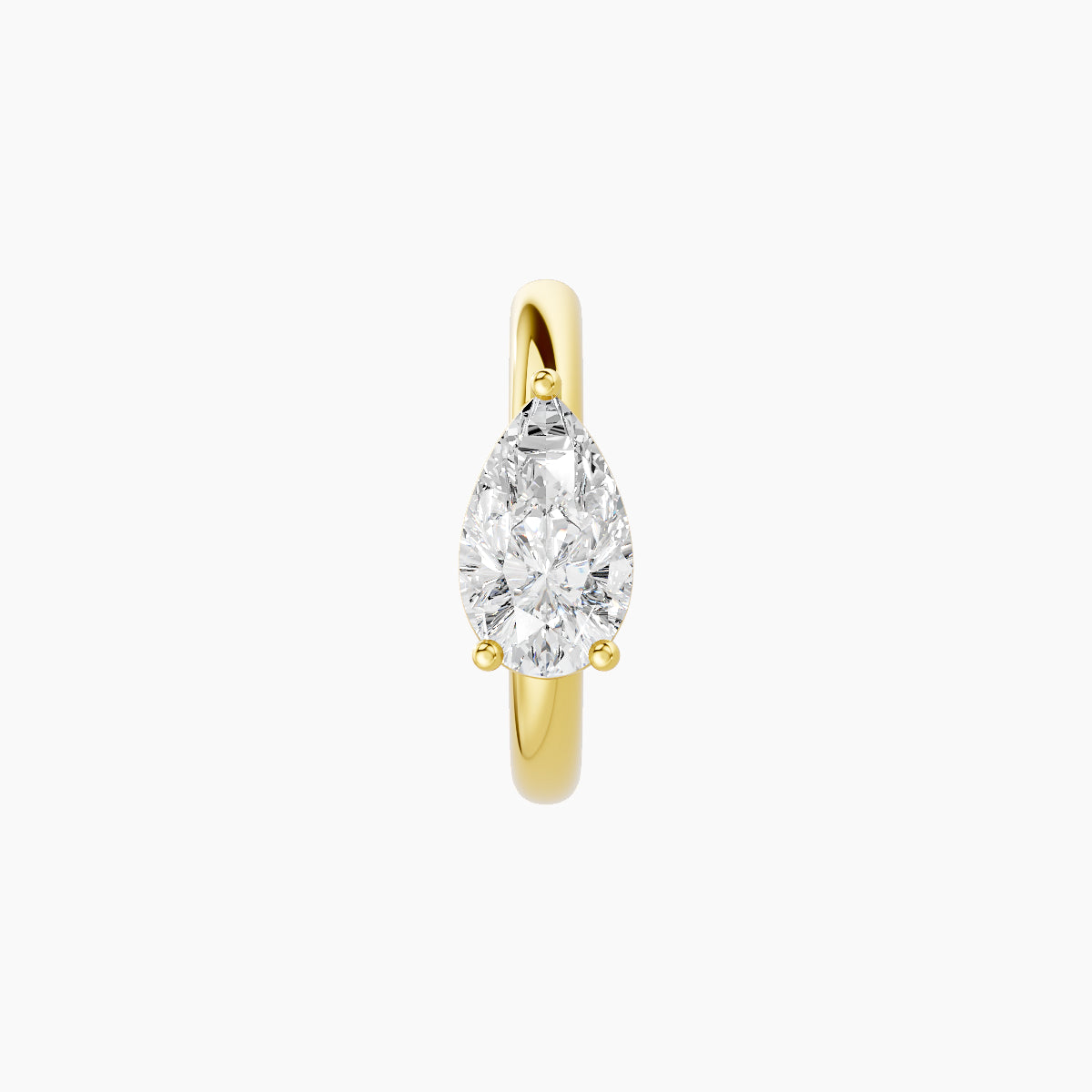 Dea | 18k Yellow Gold 8 mm Pear Diamond Nose Ring Piercing